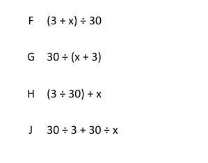 Which expression is equivalent to 30 ÷ (3 + x)?-example-1