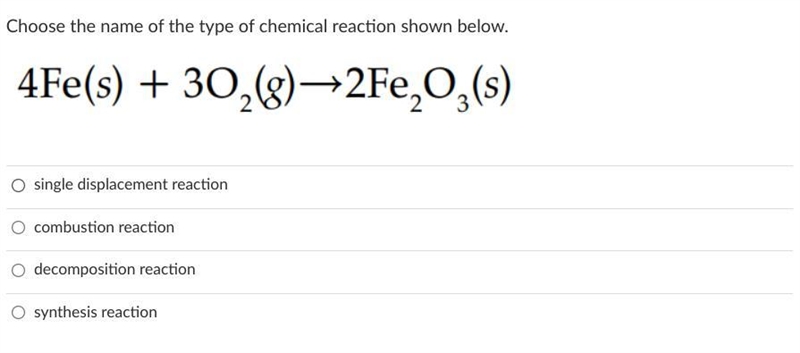 Choose the name of the type of chemical reaction shown below.-example-1