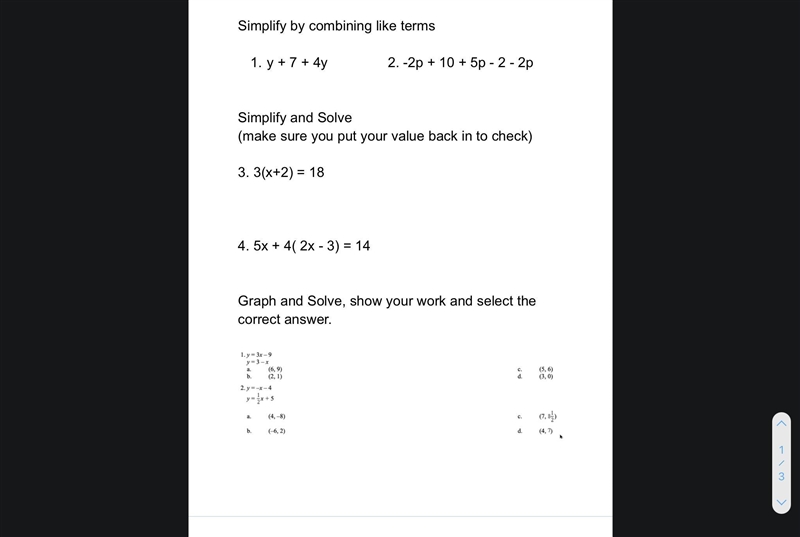 Due during class period Pre-algebra Show work and answer all the questions. Tysm-example-1