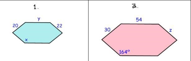 Please Help me out! 1.) Hexagon: x = _______ Set up a proportion to solve for y. y-example-1