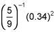 Create an equivalent expression for five ninths raised to the negative first power-example-1