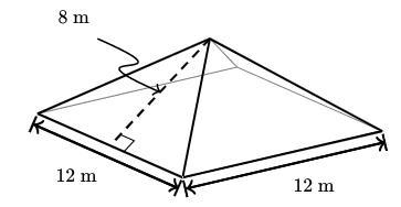 Marie made a model (shown below) of the square pyramid she plans to build when she-example-1