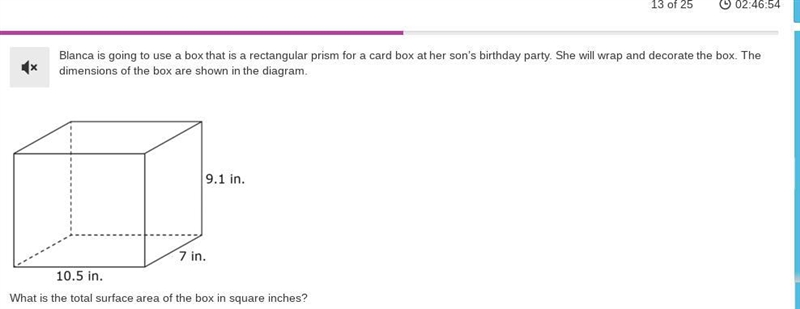 Blanca is going to use a box that is a rectangular prism for a card box at her son-example-1