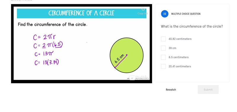 What is the circumference of the circle?-example-1