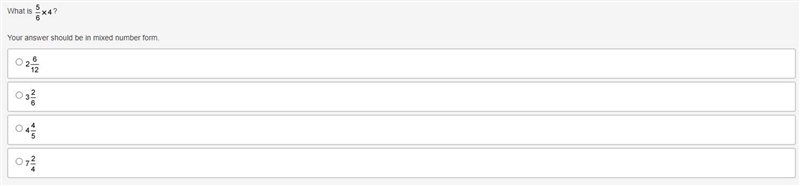 What is five-sixths times four? 50 POINTS Your answer should be in mixed number form-example-1