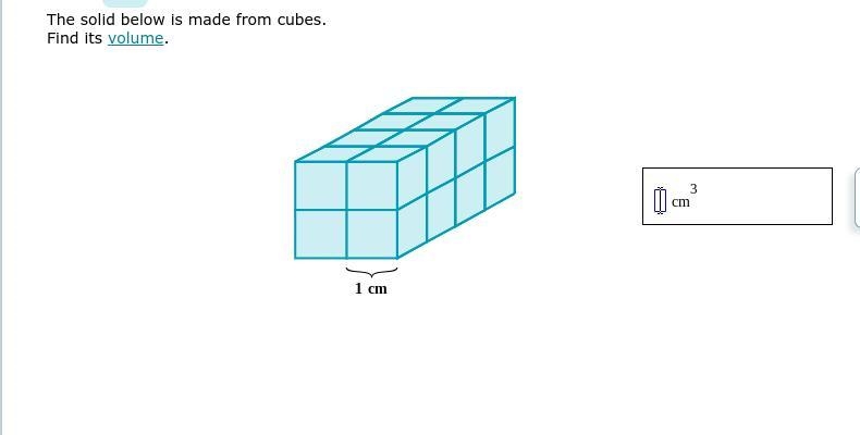 The solid below is made from cubes. Find its volume.-example-1