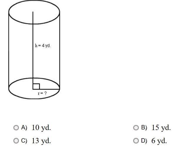 the volume of the right circular cylinder in 144π cubic yards. if h, the height of-example-1