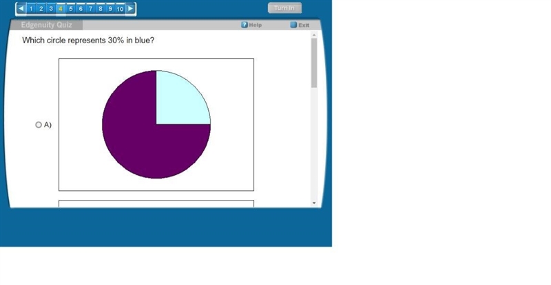 Which circle represents 30% in blue?-example-3