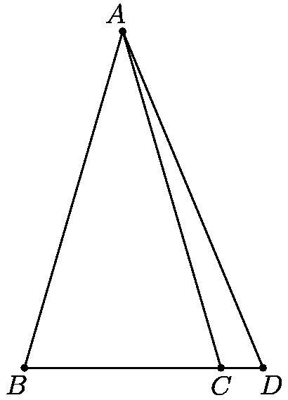 In the figure below, AB=AC=50, AD=52, and BC=28. Determine CD.-example-1