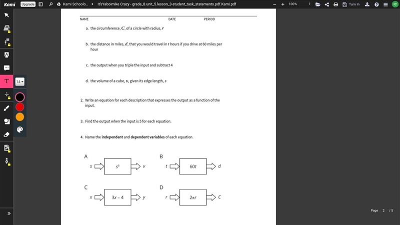 Fill in the table of input-output pairs for the given rule. Write an algebraic expression-example-1