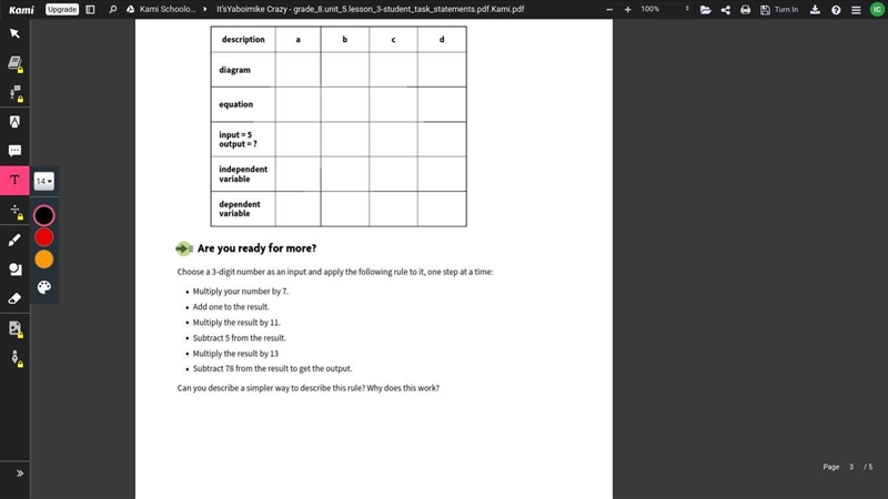 Fill in the table of input-output pairs for the given rule. Write an algebraic expression-example-2