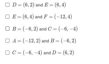 Which points have a distance of 6 units between them? Select all that apply.-example-1