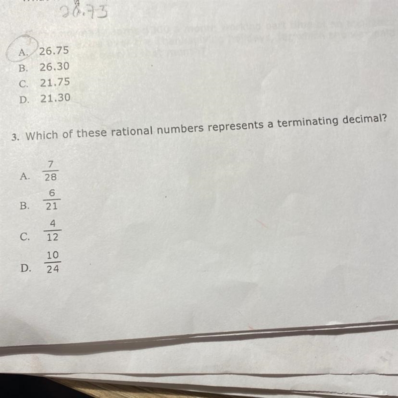 3. Which of these rational numbers represents a terminating decimal?-example-1