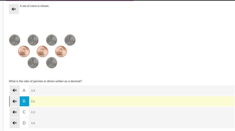 What is the ratio of pennies to dimes written as a decimal?-example-1