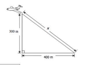 According to the diagram shown, a plane's wing is 300 m above the ground sighted at-example-1