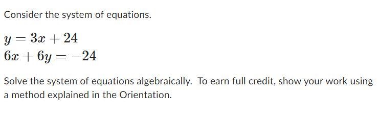 Solve the system of equations algebraically.-example-1