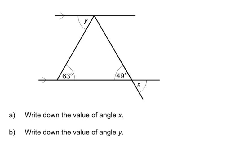 Find the value of x and y in a triangle-example-1