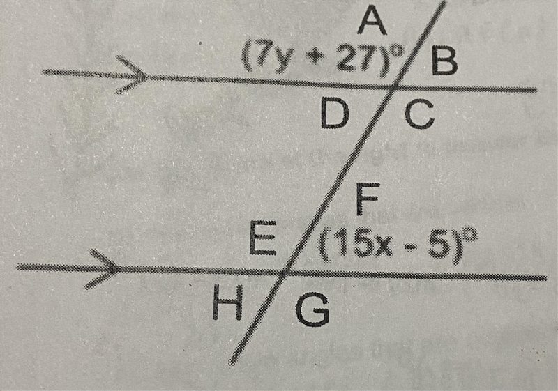 (7y is supposed to be 7x) I need to find the value of x and the measure of each angle-example-1