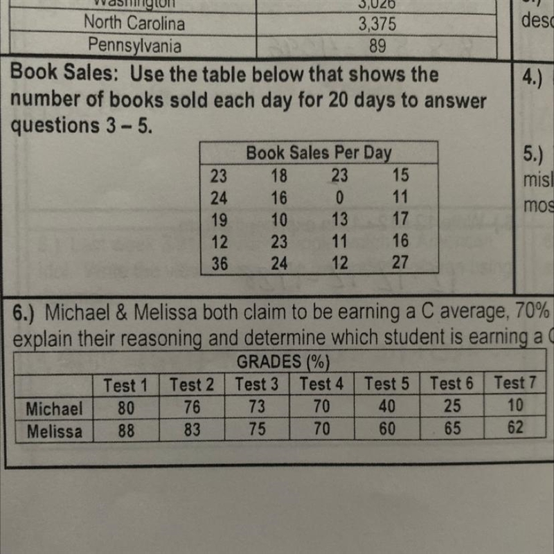 6.) Michael & Melissa both claim to be earning a C average, 70% to 79%, in their-example-1