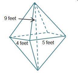 What is the volume of the figure below? 2 stacked rectangular pyramids. The pyramids-example-1