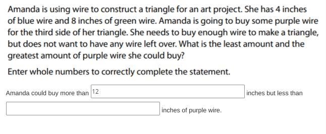 (40 points.) Amanda is using wire to construct a triangle for an art project. She-example-1