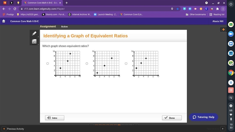 Which graph shows equivalent ratios?-example-1