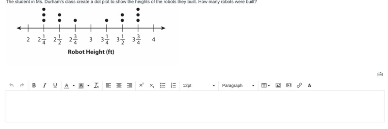 The student in Ms. Durham’s class create a dot plot to show the heights of the robots-example-1