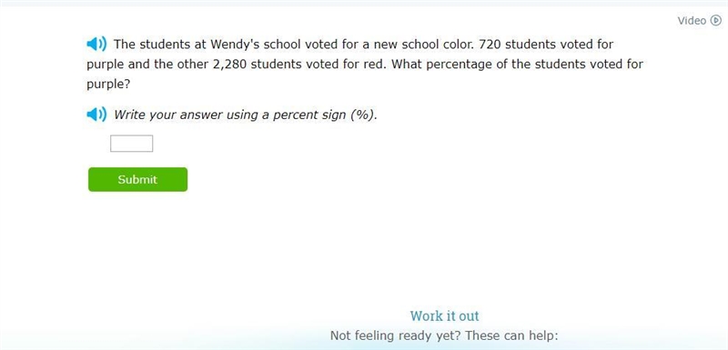 The students at Wendy's school voted for a new school color. 720 students voted for-example-1