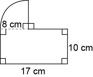 This figure consists of a rectangle and a quarter circle. What is the perimeter of-example-1