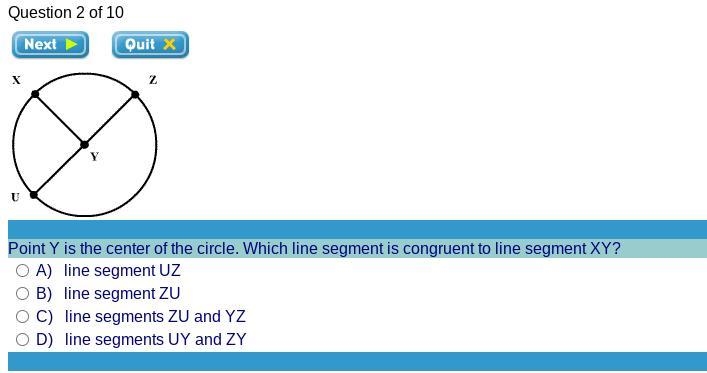 Please I need help Point Y is the center of the circle. Which line segment is congruent-example-1