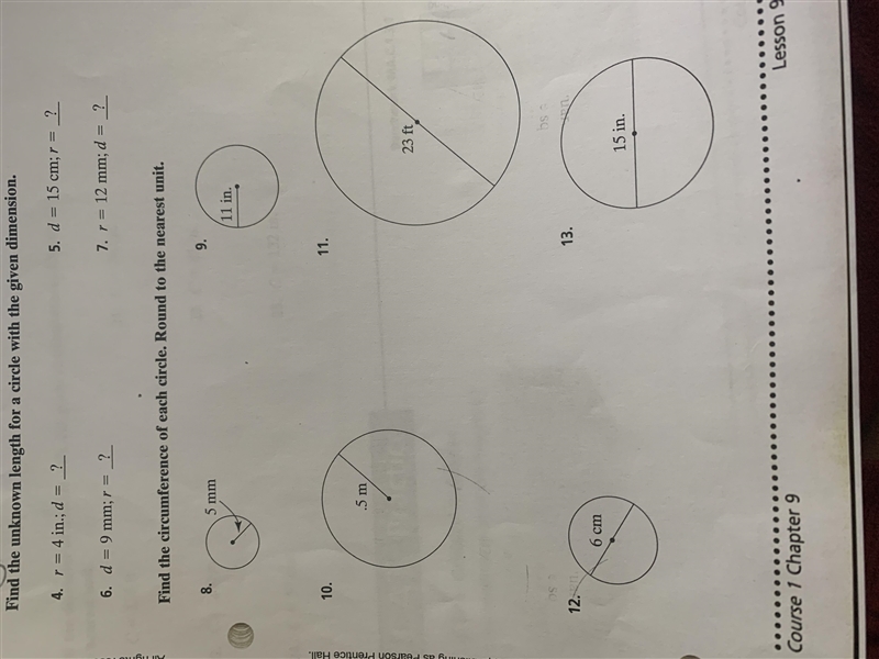 Circles and Circumference (PLEASE HELP)-example-1