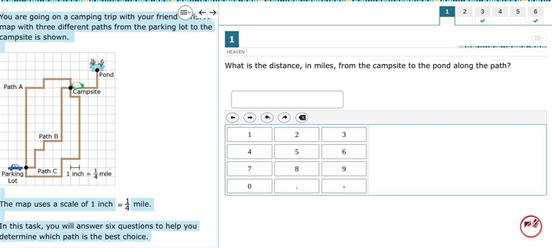 What is the distance from the campsite between the pond and the path-example-1