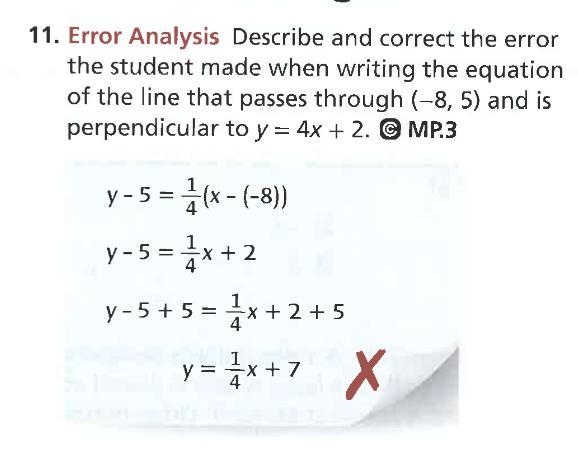 Error Analysis Describe and correct the error the student made when writing the equation-example-1