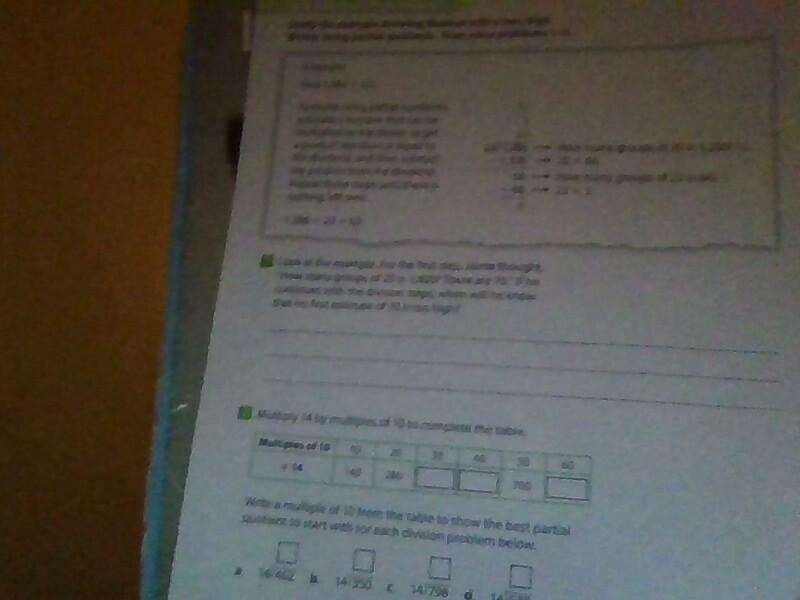 Look at the example.For the first step, Jaime thought, "How many groups of 20 in-example-1