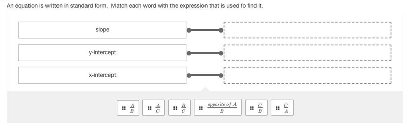 An equation is written in standard form, match each word with the expression that-example-1