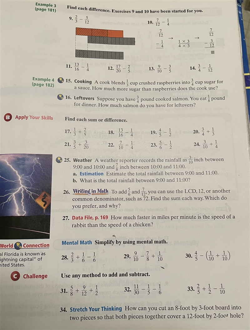 Adding fractions with unlike Denominators and Subtracting fractions (PLEASE HELP ME-example-1