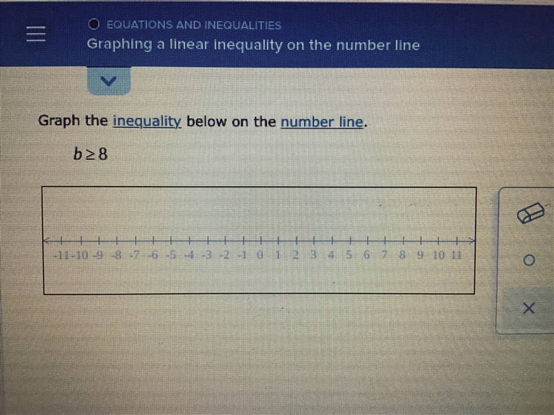 Graph the inequality below on the number line-example-1