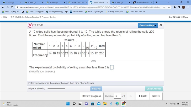 A​ 12-sided solid has faces numbered 1 to 12. The table shows the results of rolling-example-1