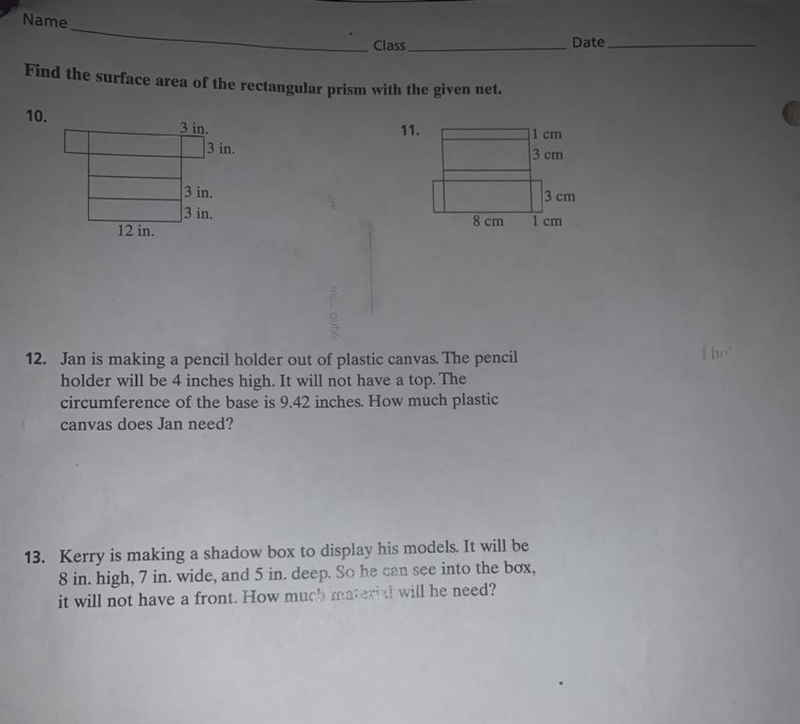 Surface Areas of Prisms and Cylinders (PLEASE HELP PLEASEEEEEEE ANSWER ALL QUESTIONS-example-1