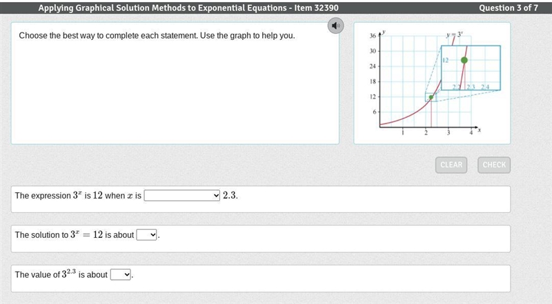 Choose the best way to complete each statement. Use the graph to help you. 1. a. a-example-1