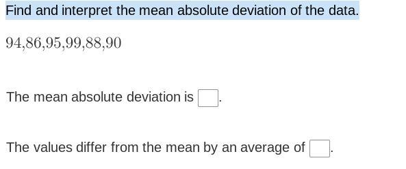 Find and interpret the mean absolute deviation of the data.-example-1