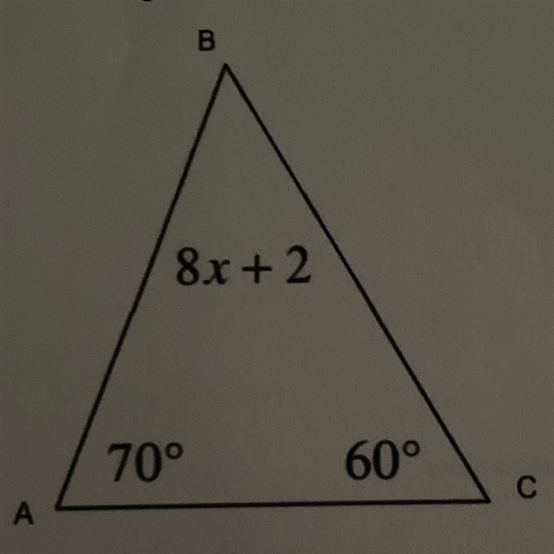 Triangle ABC has angle measures as shown. What is the value of Thank you and have-example-1