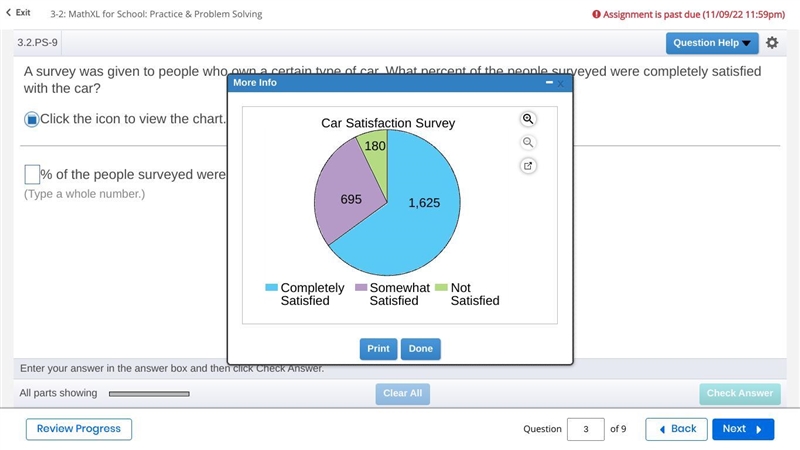 A survey was given to people who own a certain type of car. What percent of the people-example-1