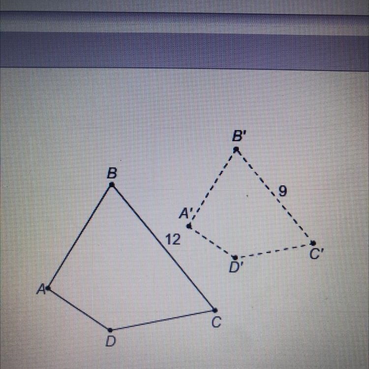 Pre-image ABCD was dilated to produce image A'B'C'D. What is the scale factor from-example-1