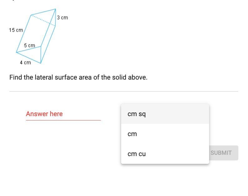 HELP FAST!!!! Find the lateral surface area of the solid above.-example-1