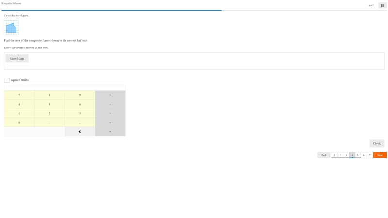 Consider the figure. Find the area of the composite figure shown to the nearest half-example-1