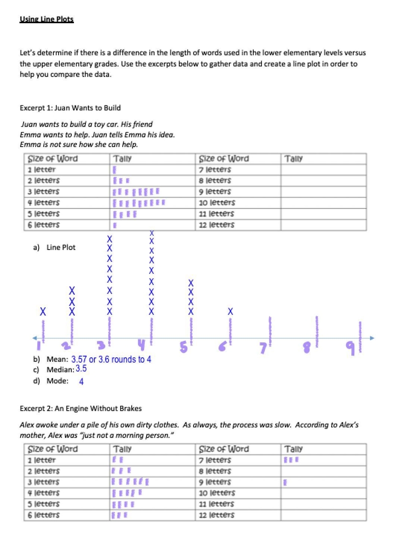 Teacher said that these are wrong: Excerpt 1: median Excerpt 2: median and mode Summary-example-2