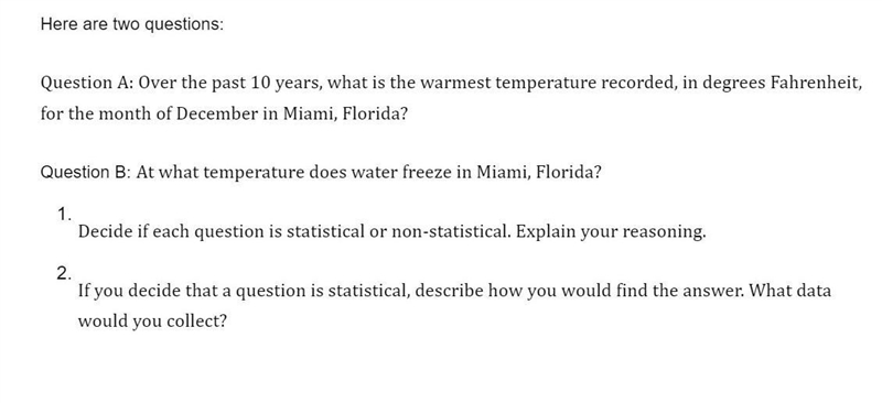 HeLp wilL GiVe BraNIliEsT Decide if each question is statistical or non-statistical-example-1