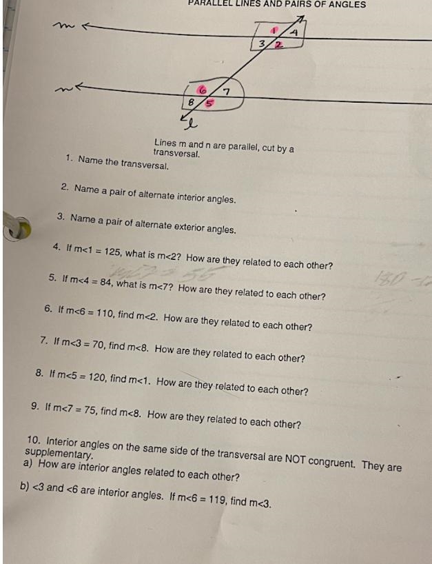 Parallel Lines and Paris of Angles I dont understand the question please explain what-example-1