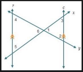 Line r is parallel to line c. Which angle is congruent to Angle 3? Angle 2 Angle 4 Angle-example-1